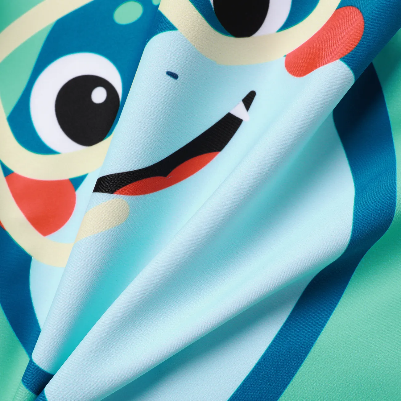  2pcs Baby Boy's Childlike 3D Hyper-Tactile Marine Animals Print Swimwear Turquoise big image 1