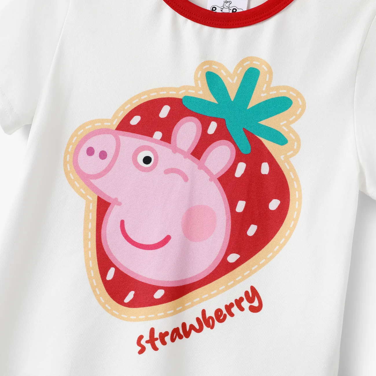 Peppa Pig 小童 女 布料拼接 童趣 士多啤梨 短袖 T恤 白色 big image 1
