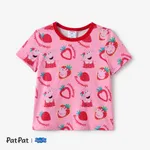 Peppa Pig 小童 女 布料拼接 童趣 士多啤梨 短袖 T恤 西瓜紅