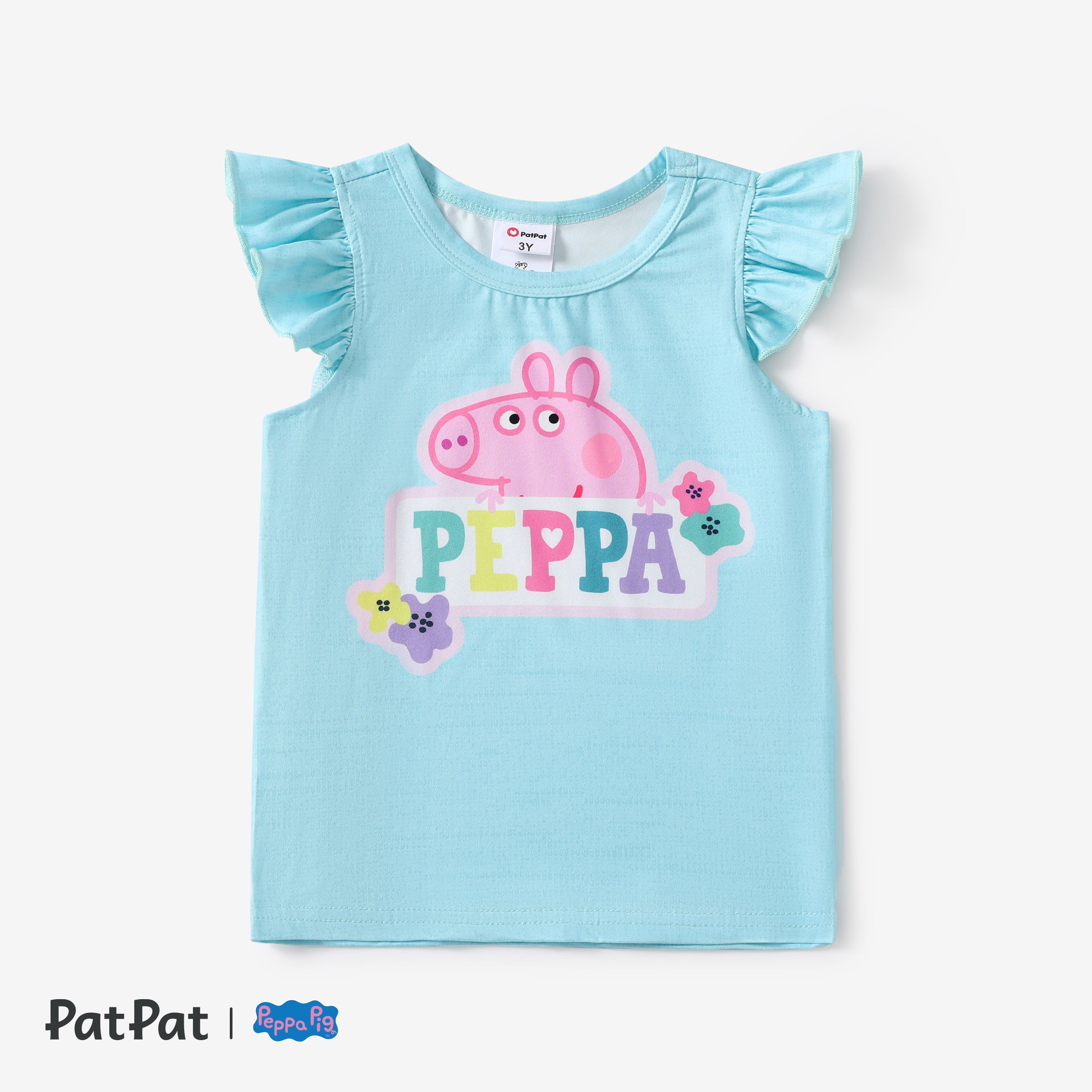 

Peppa Pig Toddler Girls 1pc Rainbow Floral Character Print Flutter-sleeve Top