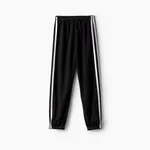 Kid Boy/Kid Girl Sporty Striped Breathable Ankle Length Thin Pants for Summer/Fall Black