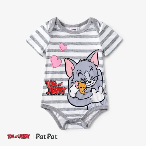 Tom and Jerry Baby Girls/Boys 1pc Heart Lovely Character Striped Print Onesie
