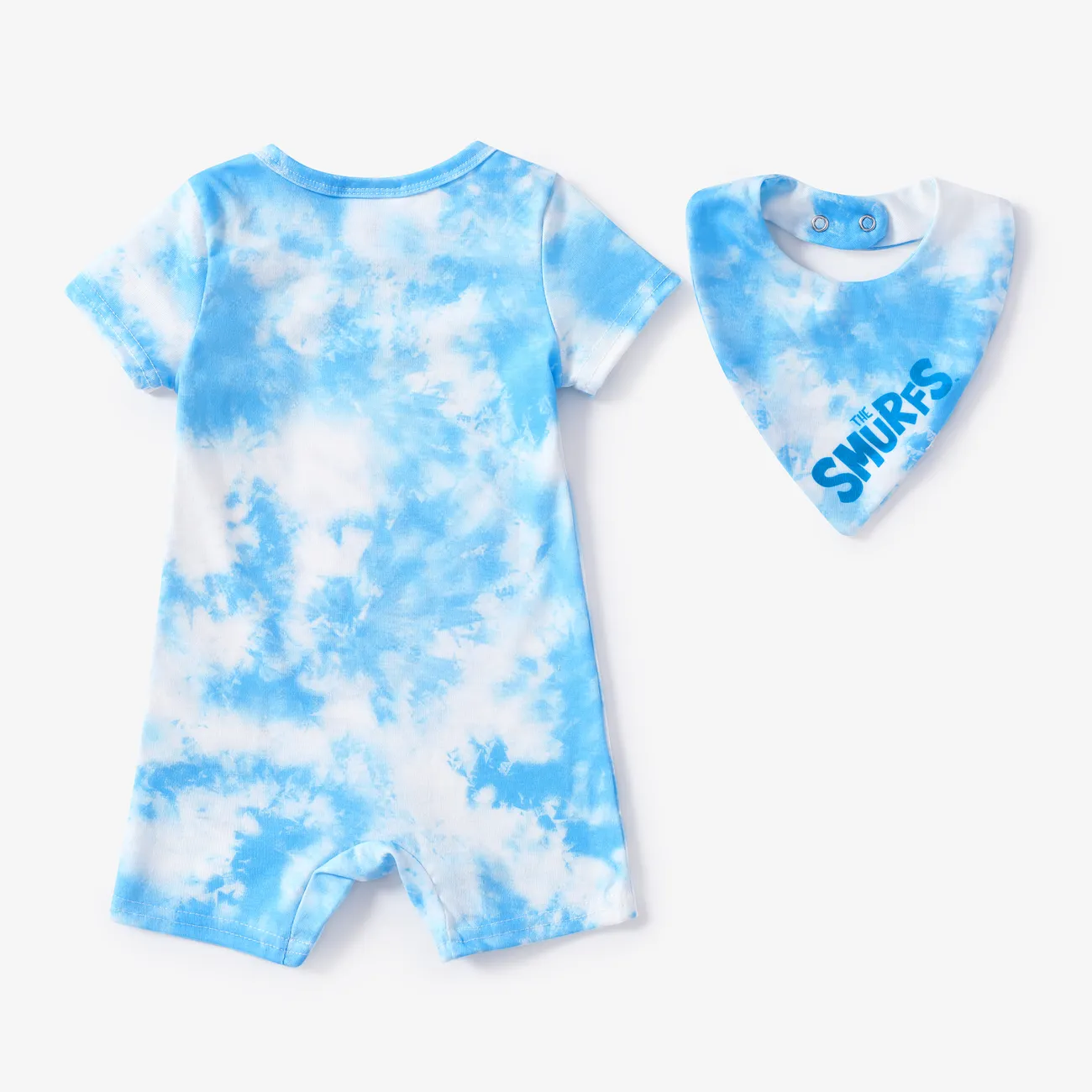 藍精靈 2件 嬰兒 中性 童趣 短袖 連身衣 淺藍 big image 1