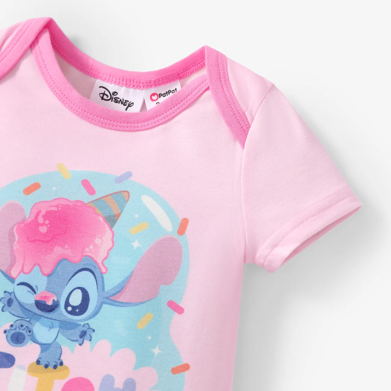 迪士尼針跡 嬰兒 女 甜美 短袖 連身衣 粉色 big image 1