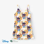 Disney Stitch Toddler/Kid Girls 1pc Naia™ Hawaii Style Character Allover Print  Sleeveless Dress Yellow