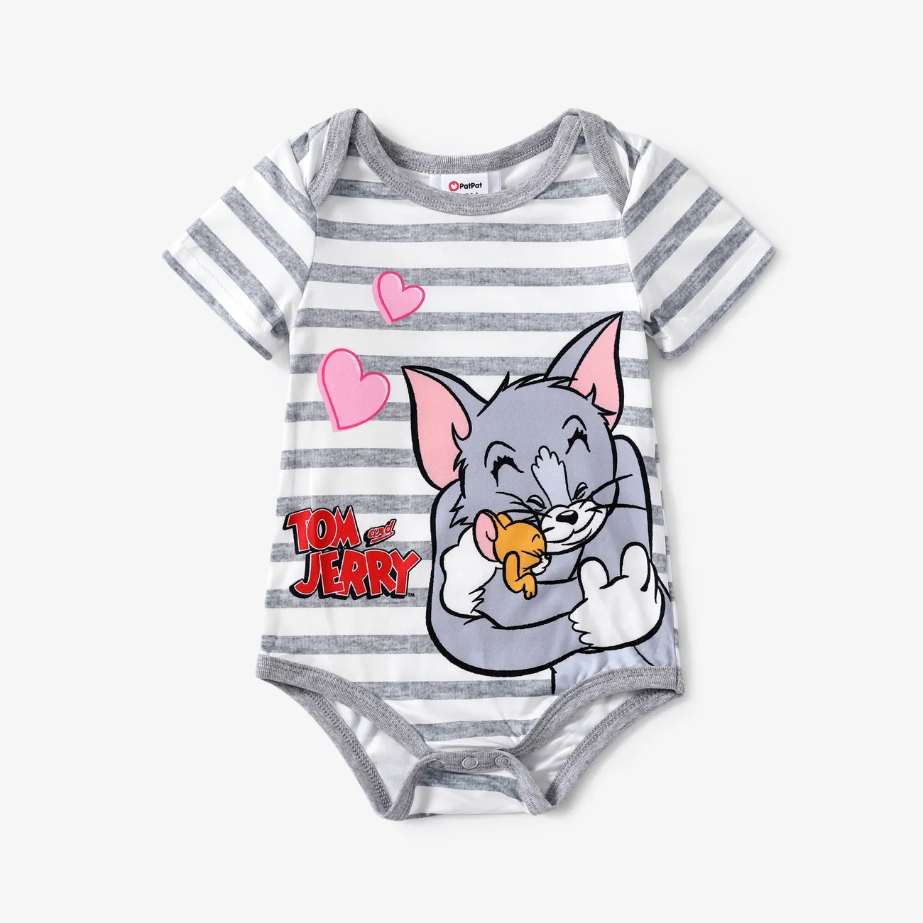 Tom and Jerry 父親節 嬰兒 中性 童趣 短袖 連身衣 中灰 big image 1
