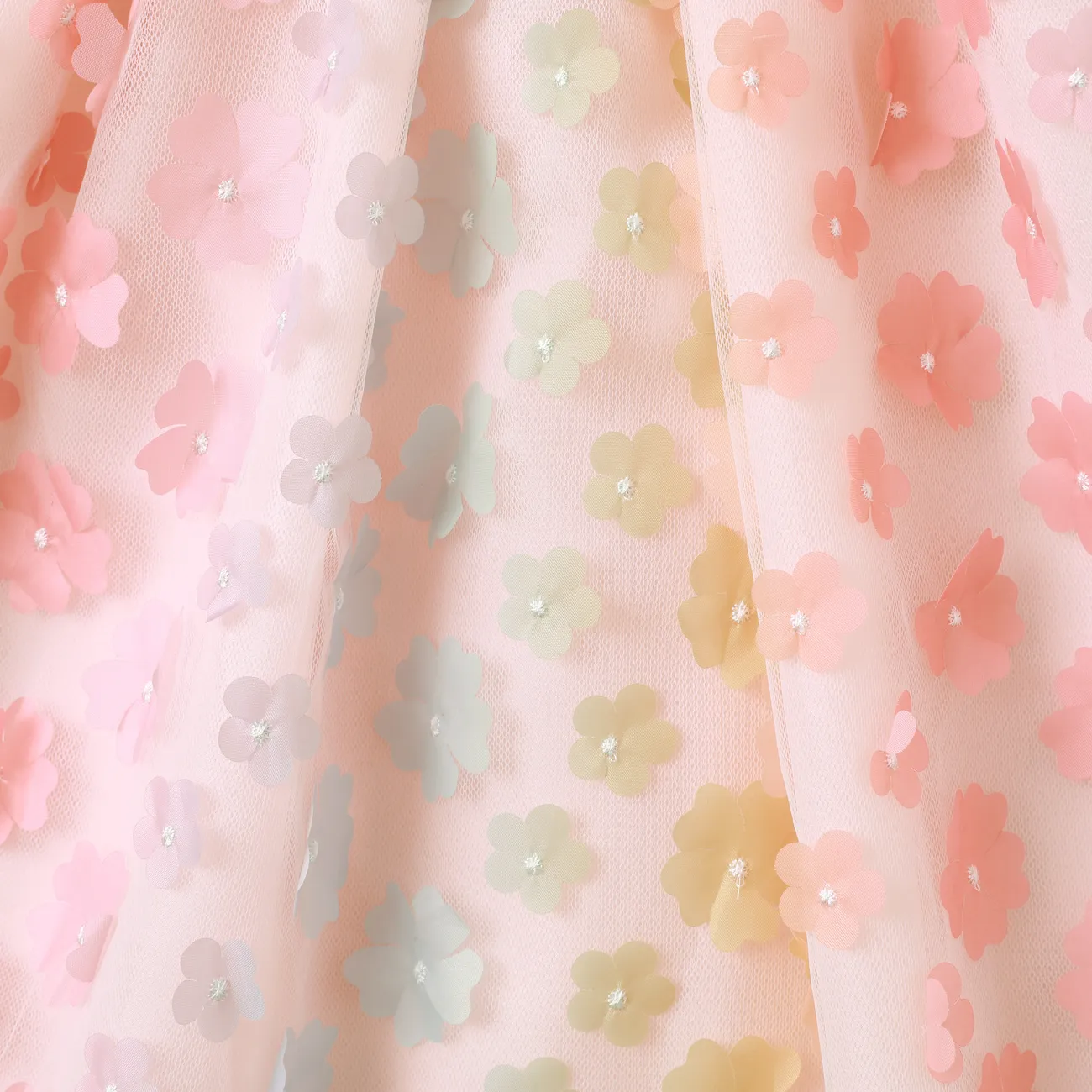 大童 女 立體造型 植物花卉 連衣裙 粉色 big image 1