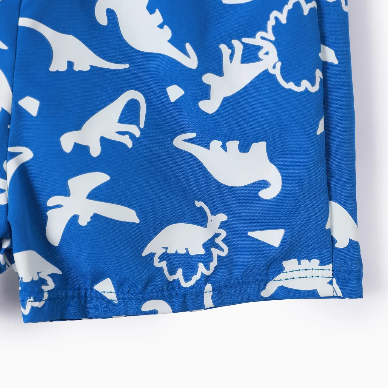Toddler Boy Water-reactive Dino Print Swim Trunks Deep Blue big image 1