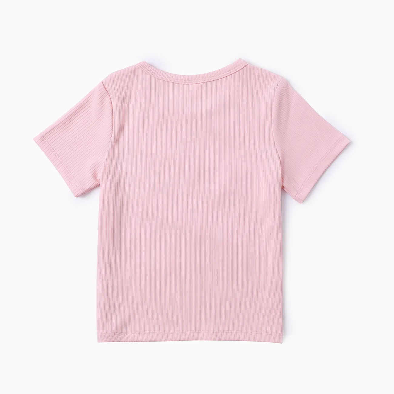 Toddler Girl Solid Short-sleeve Rib-knit Tee   Pink big image 1