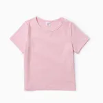 Toddler Girl Solid Short-sleeve Rib-knit Tee   Pink