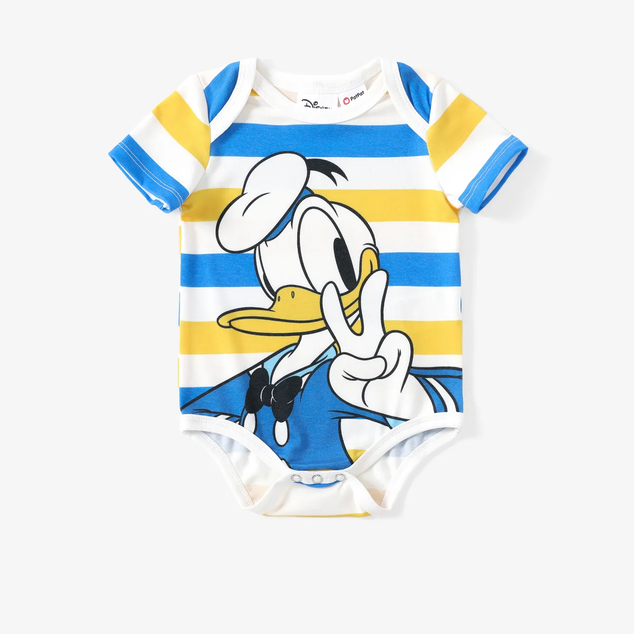Disney Mickey and Friends 嬰兒 中性 貼袋 童趣 短袖 連身衣 藍白色 big image 1