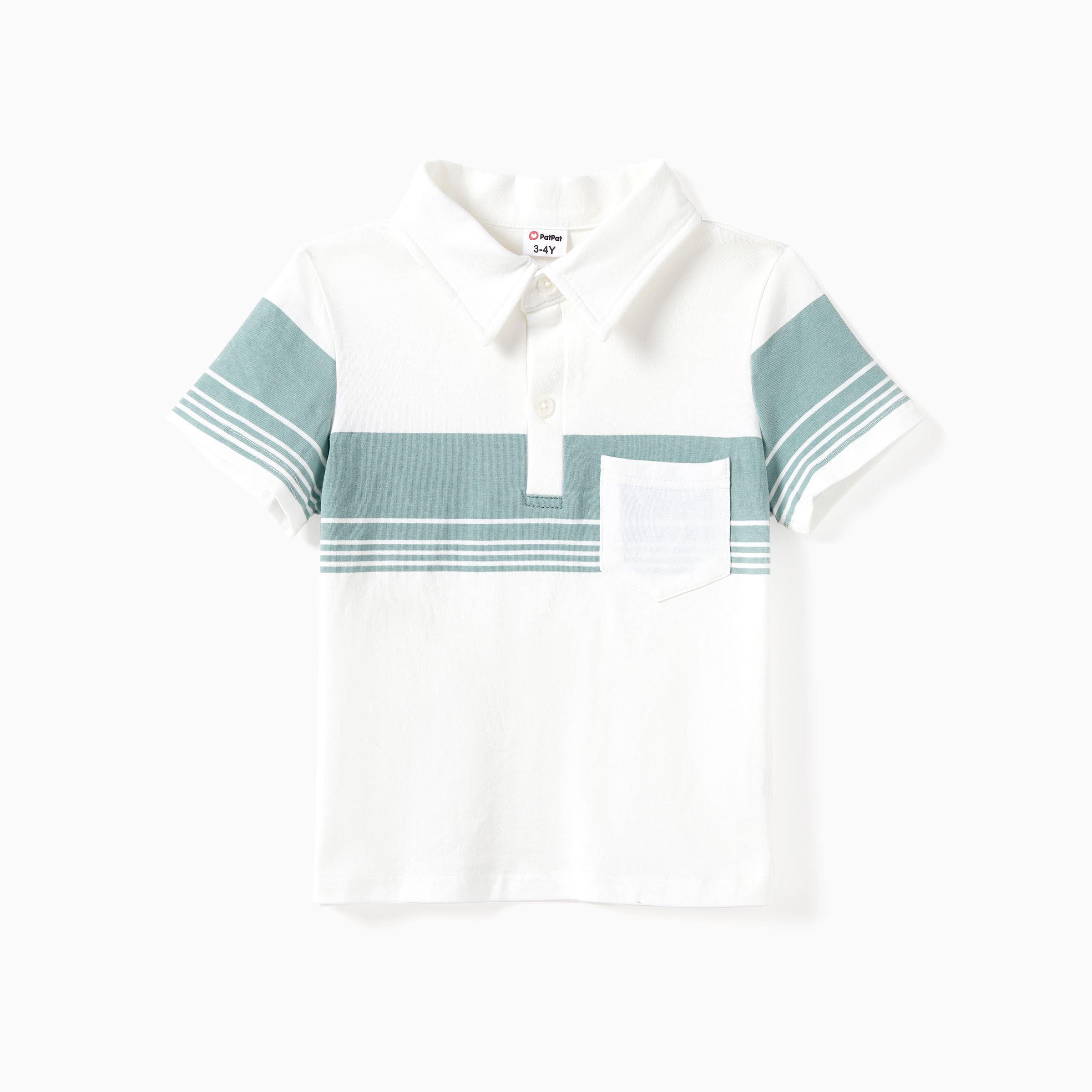 

Family Matching Color Block Polo Shirt and Irregular Dot Pattern Halter Ruffle Hem Dress Sets