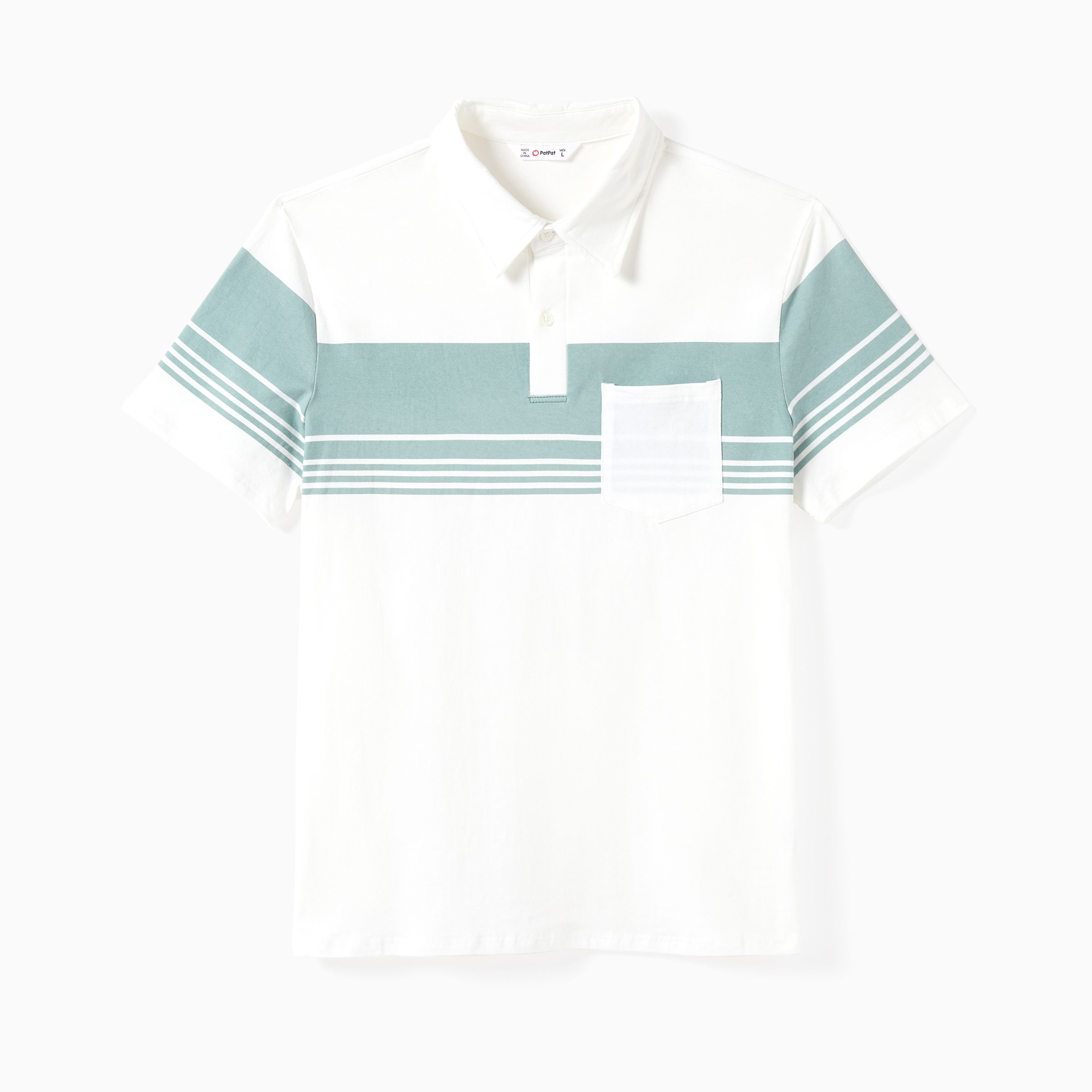Family Matching Color Block Polo Shirt and Irregular Dot Pattern Halter Ruffle Hem Dress Sets