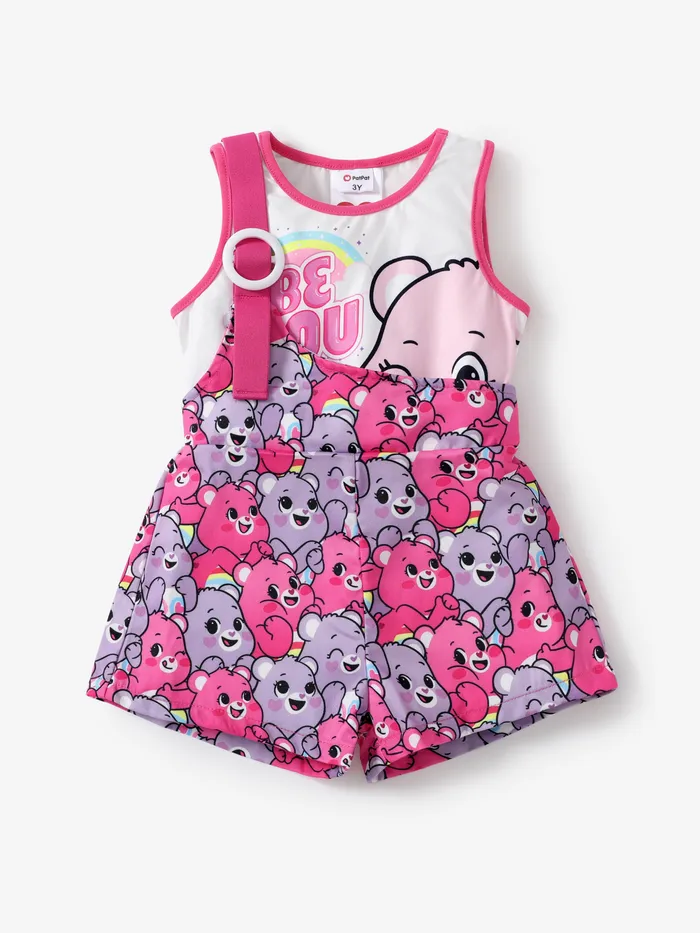 Care Bears Toddler/Kid Girls 2pcs Bear Face Rainbow Print Tank Top with Allover Print Shorts Set
