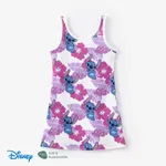 Disney Stitch Toddler/Kid Girls 1pc Naia™ Hawaii Style Character Allover 印花無袖連衣裙 紫色
