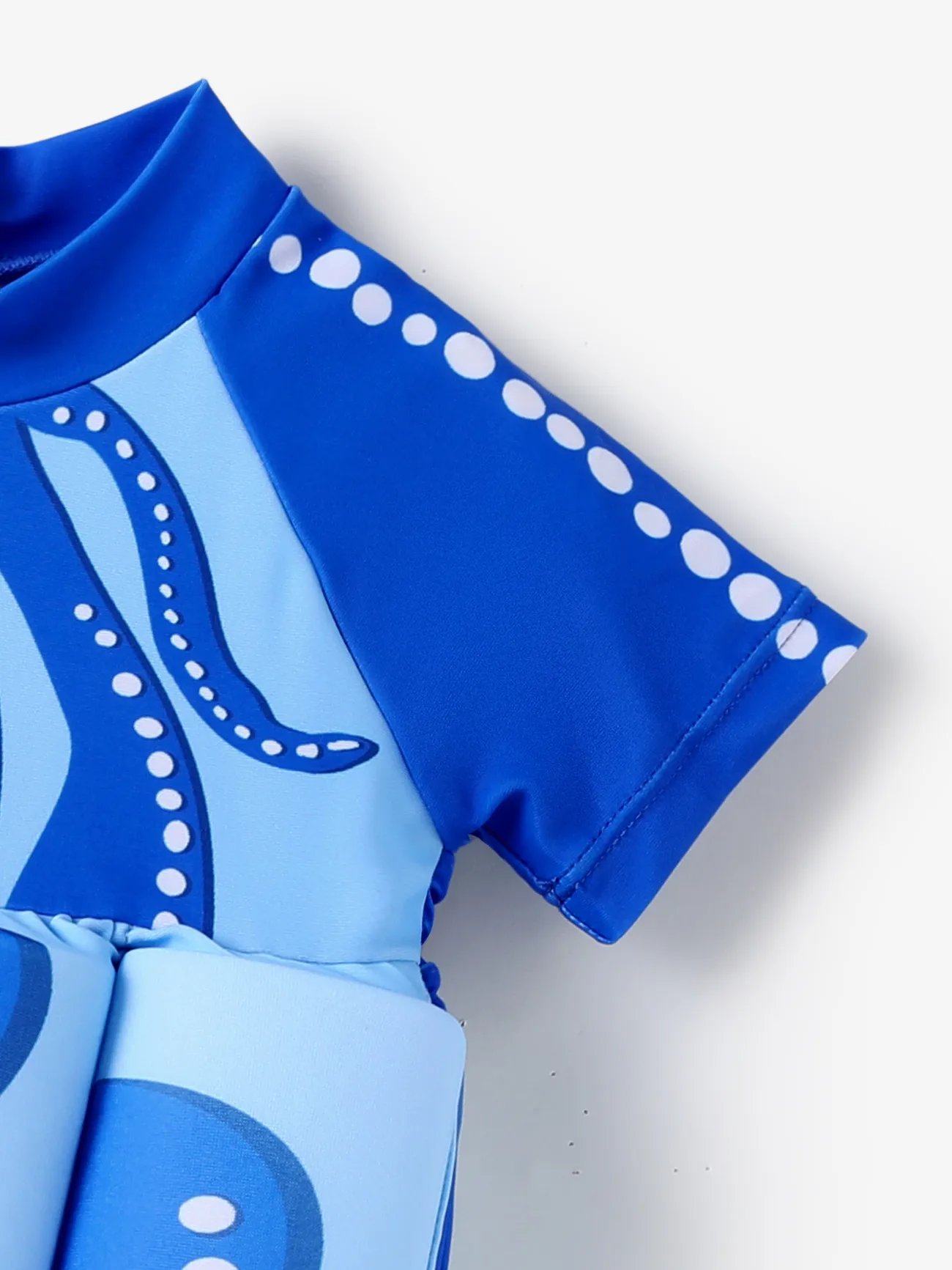 Neonato Ragazzo Cuciture in tessuto Animali marini Infantile Manica corta Costumi da bagno Blu big image 1