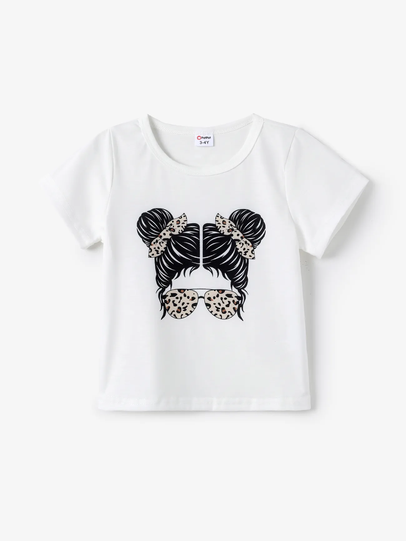 2 unidades Criança Menina Prega Avant-garde conjuntos de camisetas Branco big image 1