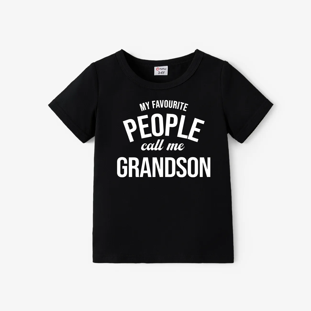 Grandma and Me Short Sleeves Black Slogan Print Tops Black big image 1