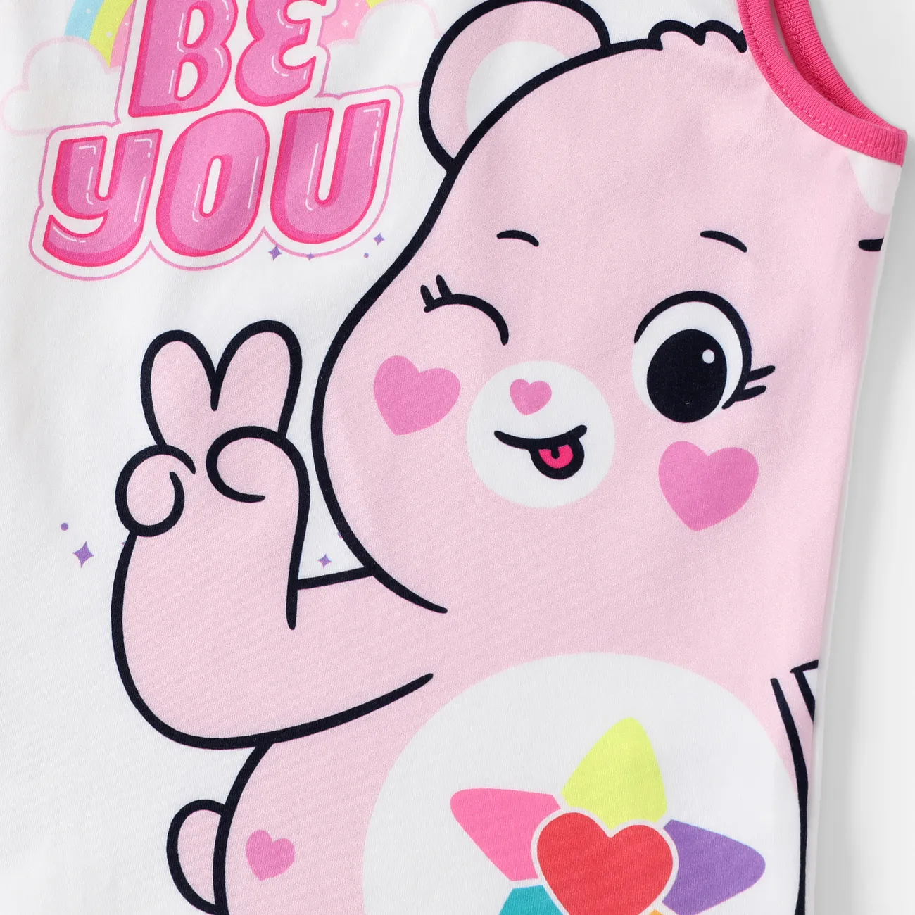 Care Bears Toddler/Kid Girls 2pcs Bear Face Rainbow Print Tank Top with Allover Print Shorts Set PINK-1 big image 1