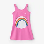 Care Bears Toddler/Kid Girls 1pc Happy Bear Belly Rainbow Sun Print Sleeveless Dress Pink