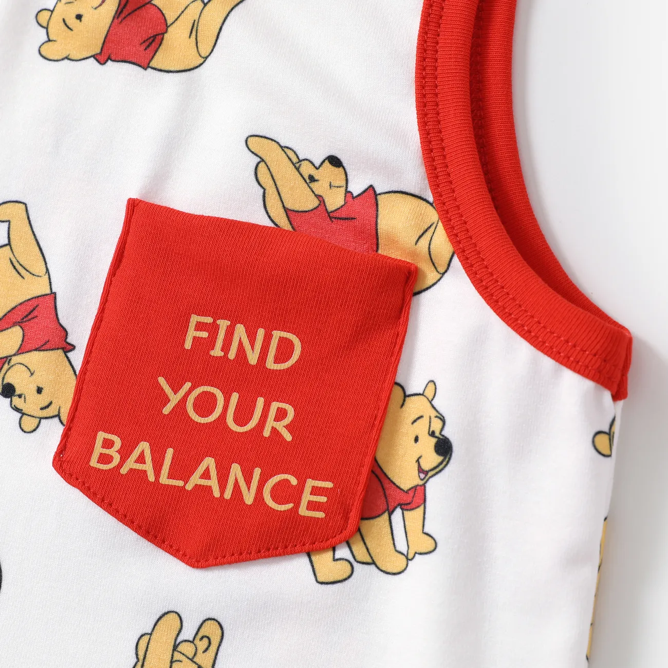 Disney Winnie the Pooh Toddler Boys/Girls 2pcs Naia™ Jumping Winnie Print Tank Top with Shorts Set Red big image 1