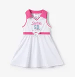 Barbie Toddler/Kid Girls 1pc Classic Letter Logo with Number Print Sporty Sleeveless Bowknot Polo Dress Color block