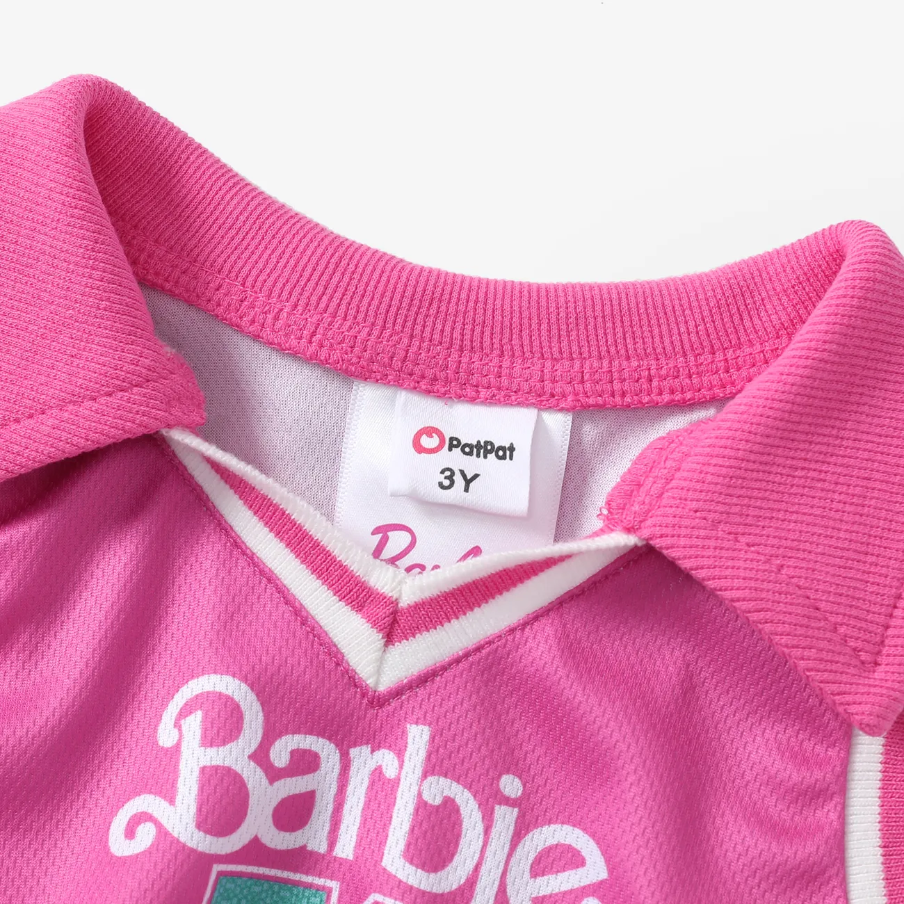 Barbie Toddler/Kid Girls 1pc Classic Letter Logo with Number Print Sporty Sleeveless Bowknot Polo Dress Pink big image 1