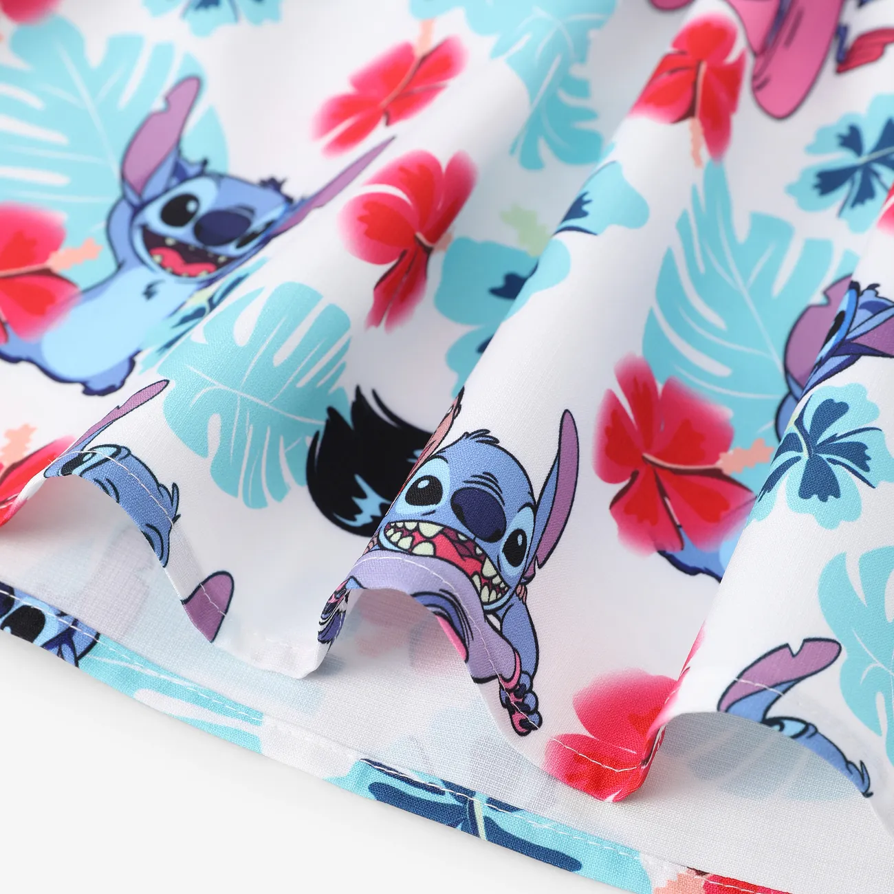 Disney Stitch Toddler Girls 1pc Tropical Plant Flower Print Sleeveless Ruffle Dress Colorful big image 1