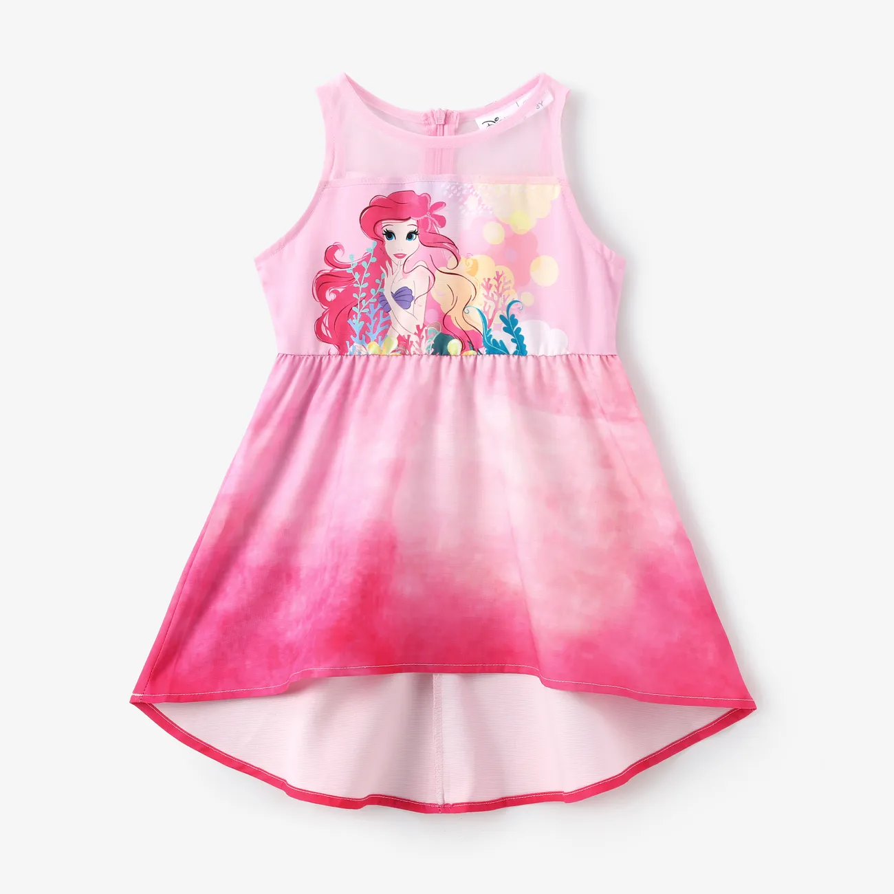 Disney Princess Criança Menina Costuras de tecido Bonito Vestidos Rosa big image 1