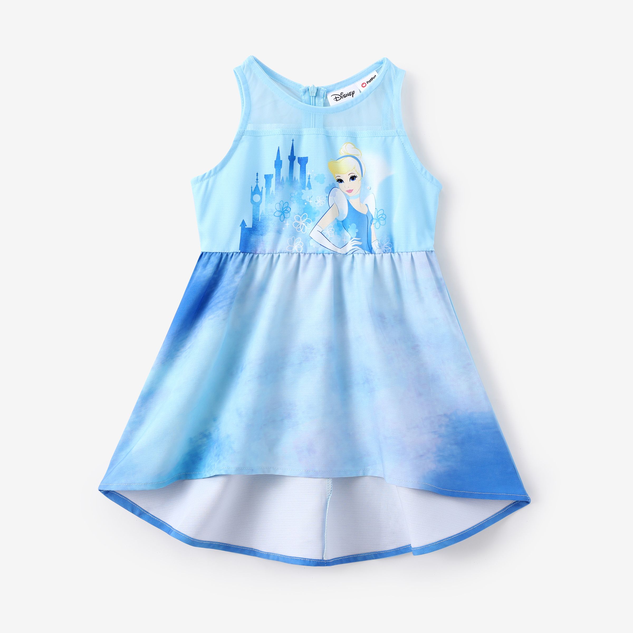 

Disney Princess Toddler Girls Ariel/Cinderella 1pc Sweet Dreamy Character Tie-dye Print Sleeveless Dress