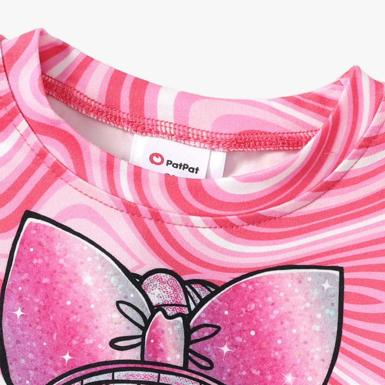 L.O.L. 驚喜！蹣跚學步/兒童女孩 2 件套神奇線條字元印花 T 恤帶褲子運動套裝 粉色 big image 1