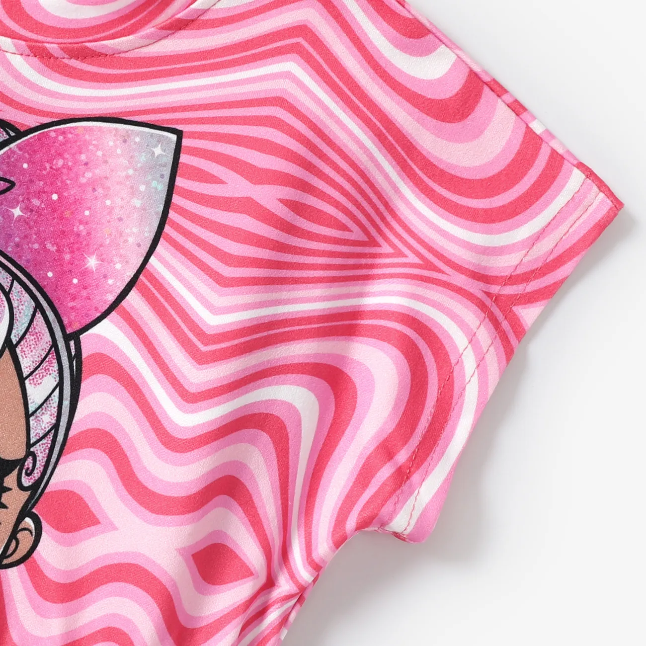 L.O.L. 驚喜！蹣跚學步/兒童女孩 2 件套神奇線條字元印花 T 恤帶褲子運動套裝 粉色 big image 1