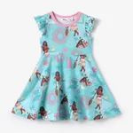 Disney Princess Toddler Girls Moana/Ariel 1pc Naia™ Tropical Flower and Plant Print Flutter-sleeve Dress Green