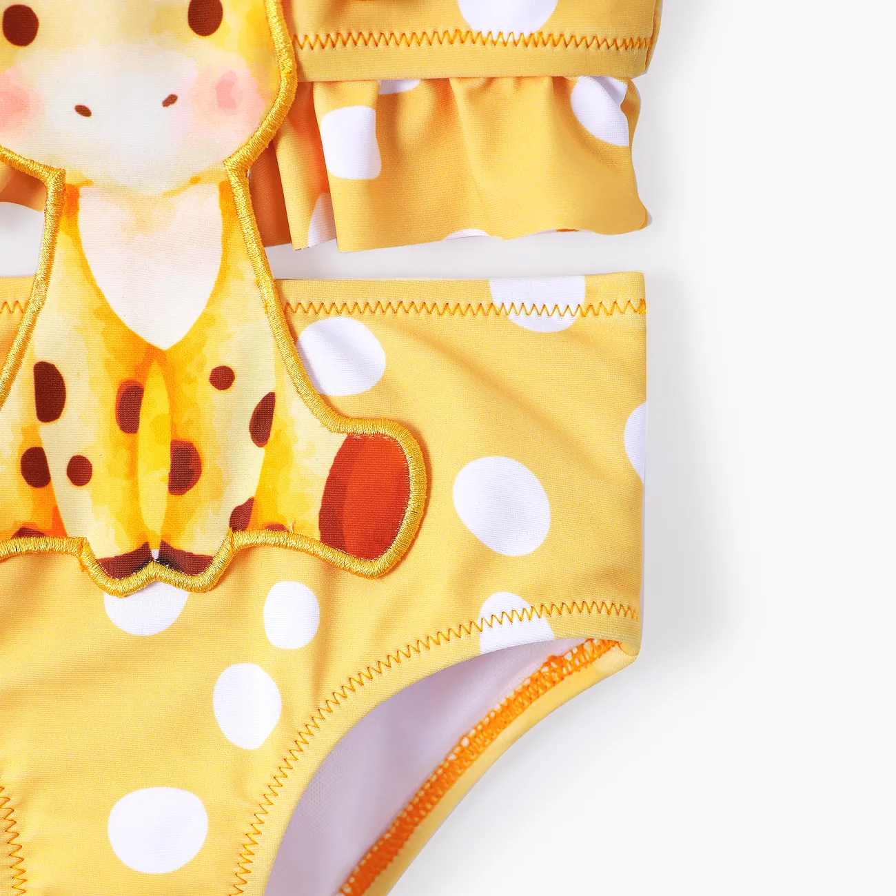 嬰兒 女 立體造型 長頸鹿 童趣 無袖 泳衣 黃色 big image 1