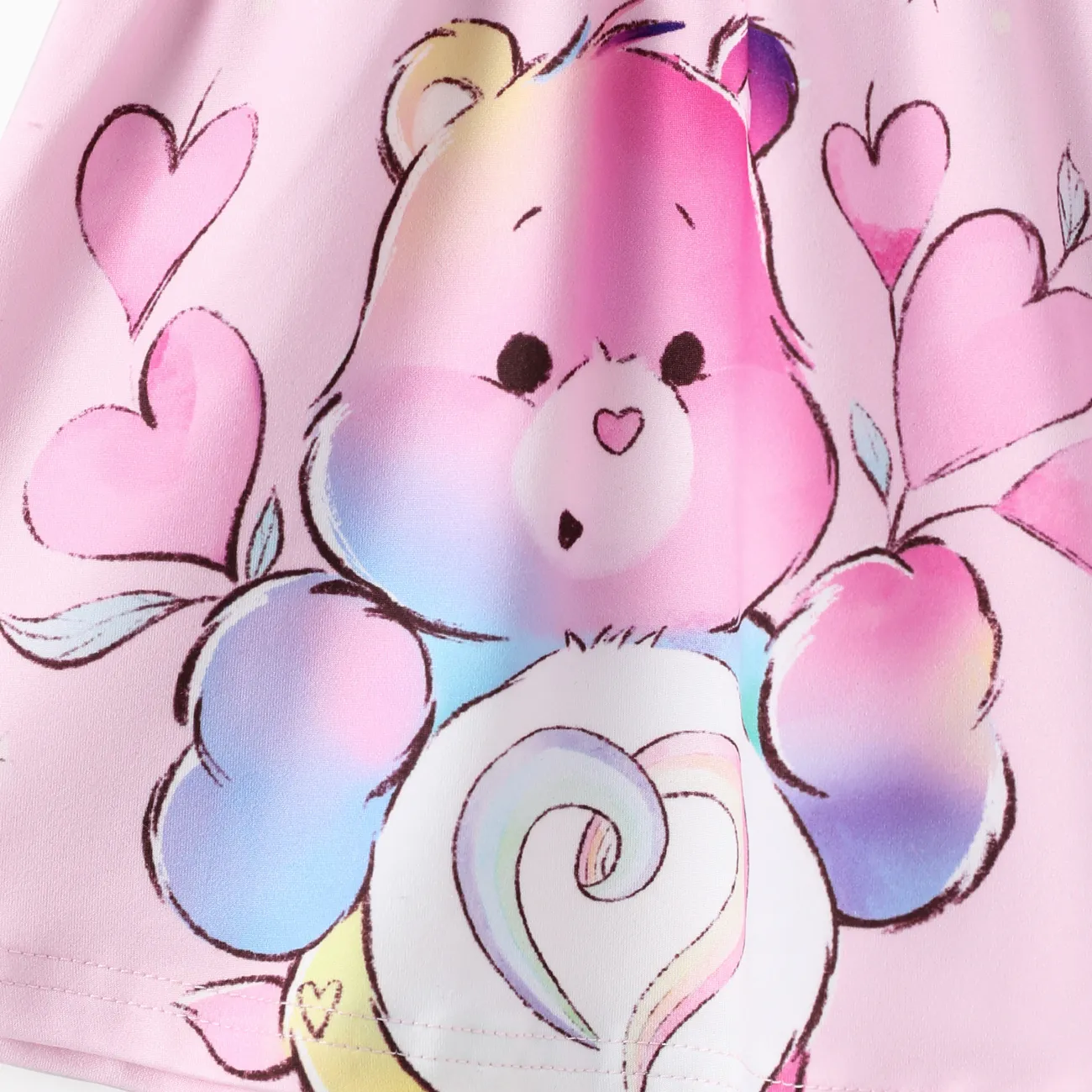 Ursinhos Carinhosos Bebé Costuras de tecido Infantil Manga curta Vestidos Rosa big image 1