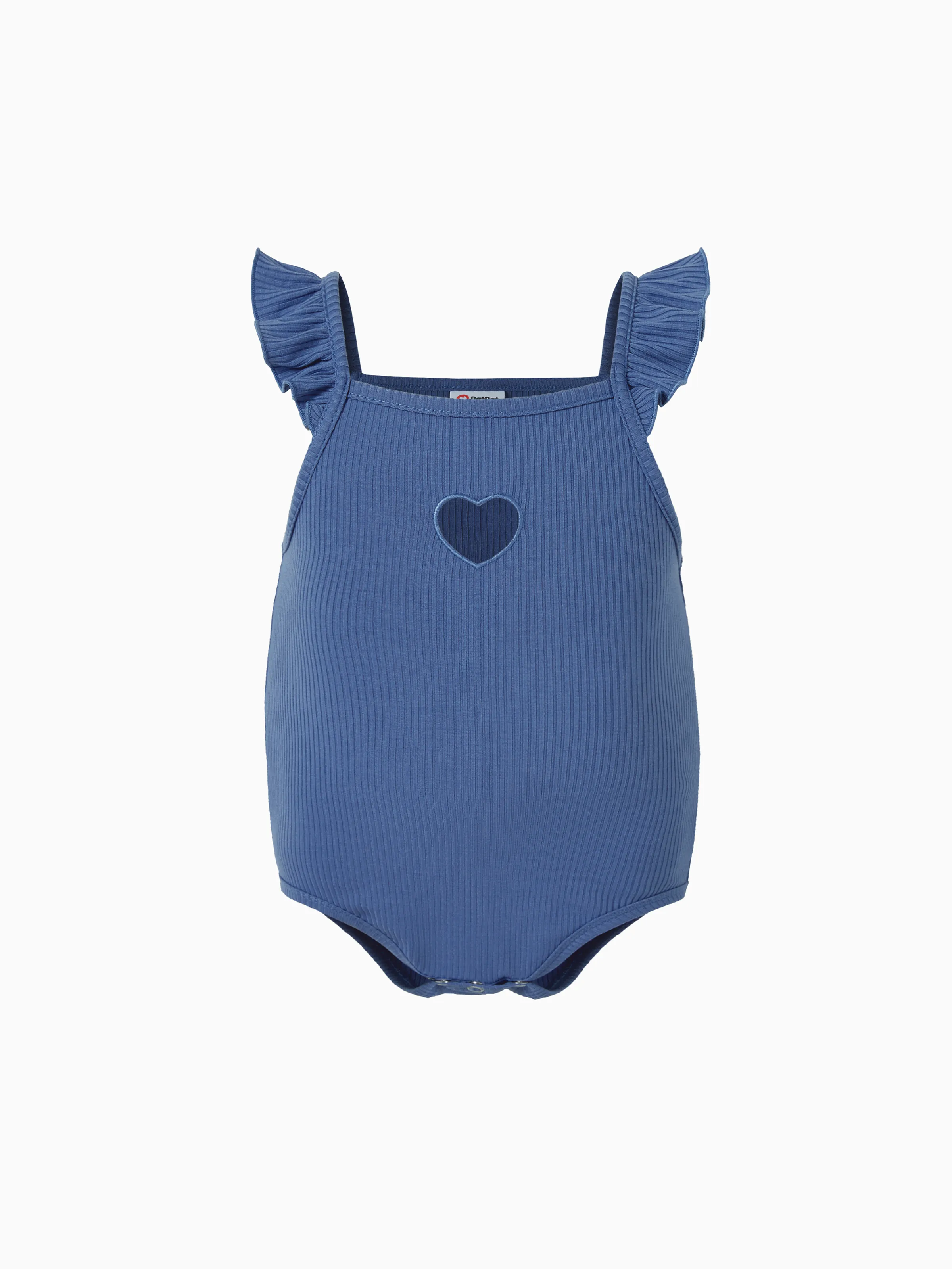 

Mommy and Me Grey-Blue Ribbed Button Decor Drawstring or Heart-Shaped Cutout Body-con Dress