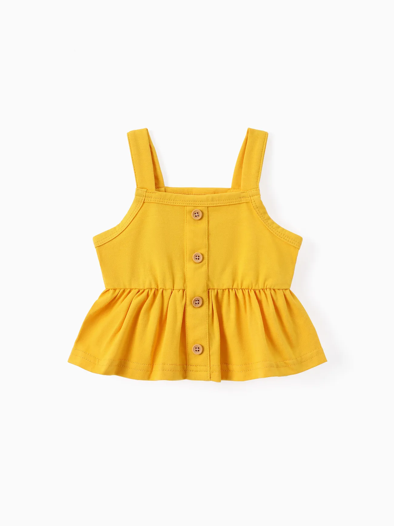 3件 嬰兒 女 鈕扣 向日葵 甜美 背心 嬰兒套裝 薑黃色 big image 1