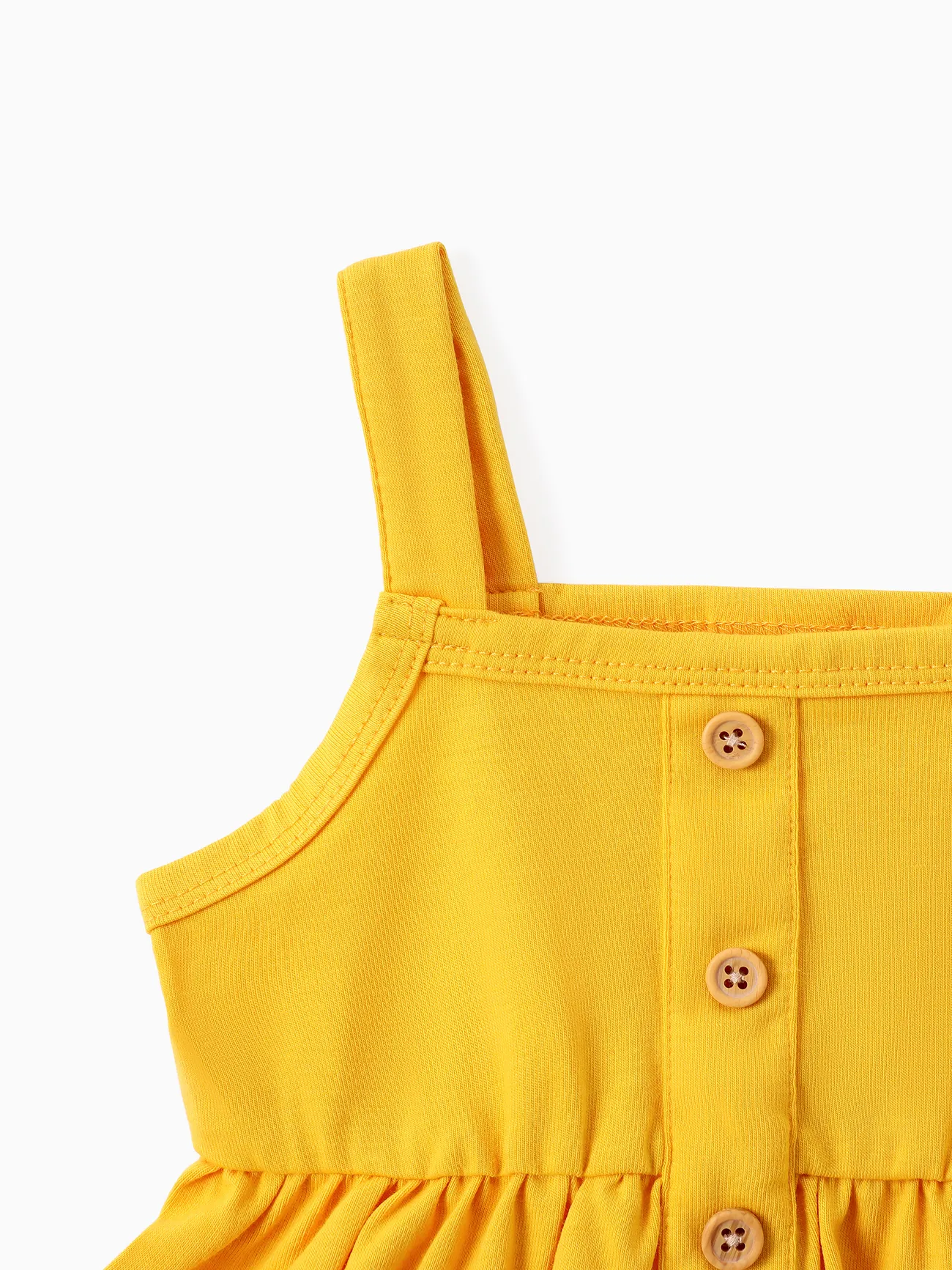 3件 嬰兒 女 鈕扣 向日葵 甜美 背心 嬰兒套裝 薑黃色 big image 1