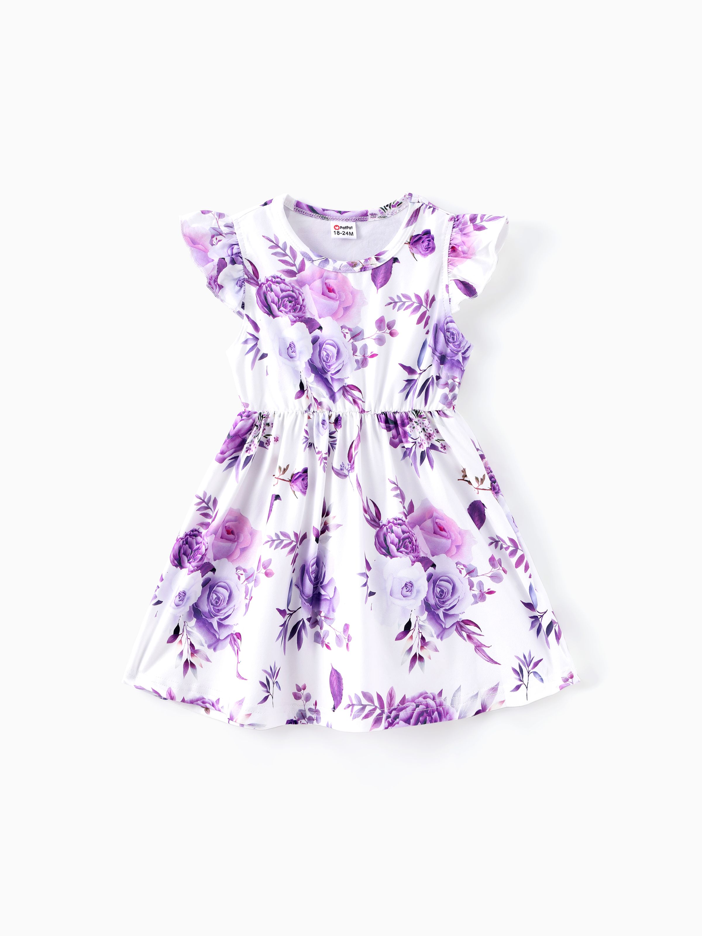 

Toddler Girl Sweet Flutter-sleeve Floral Dress