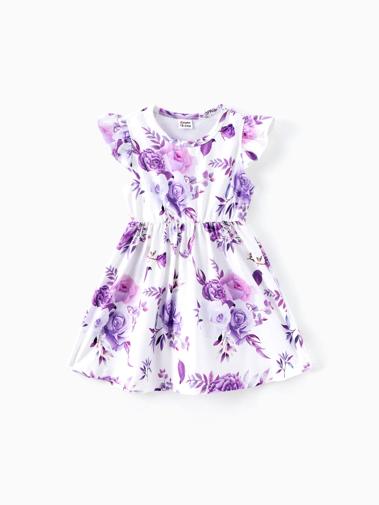 

Toddler Girl Sweet Flutter-sleeve Floral Dress