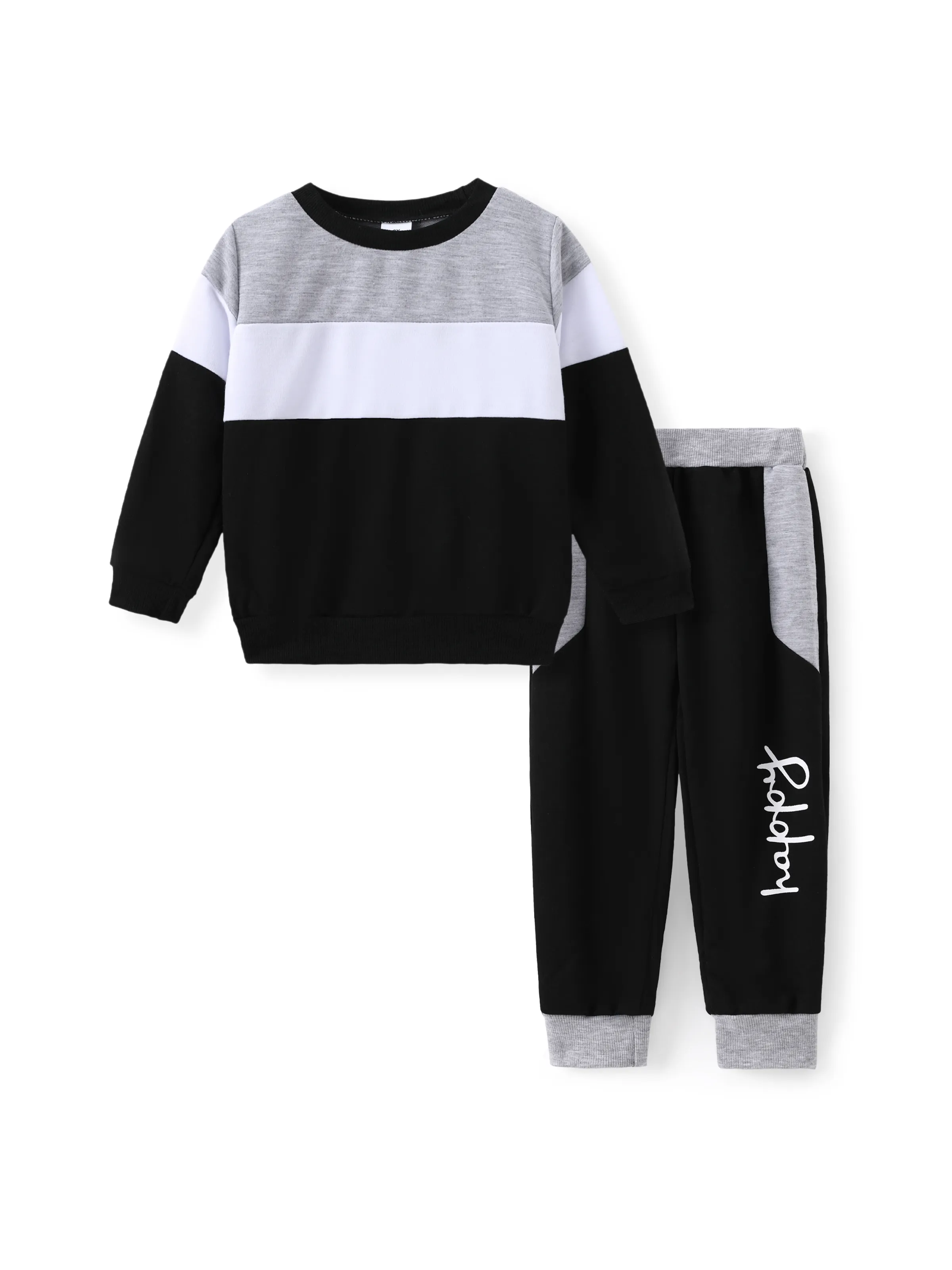 

2pcs Toddler Girl Trendy Colorblock Sweatshirt and Elasticized Pants Set