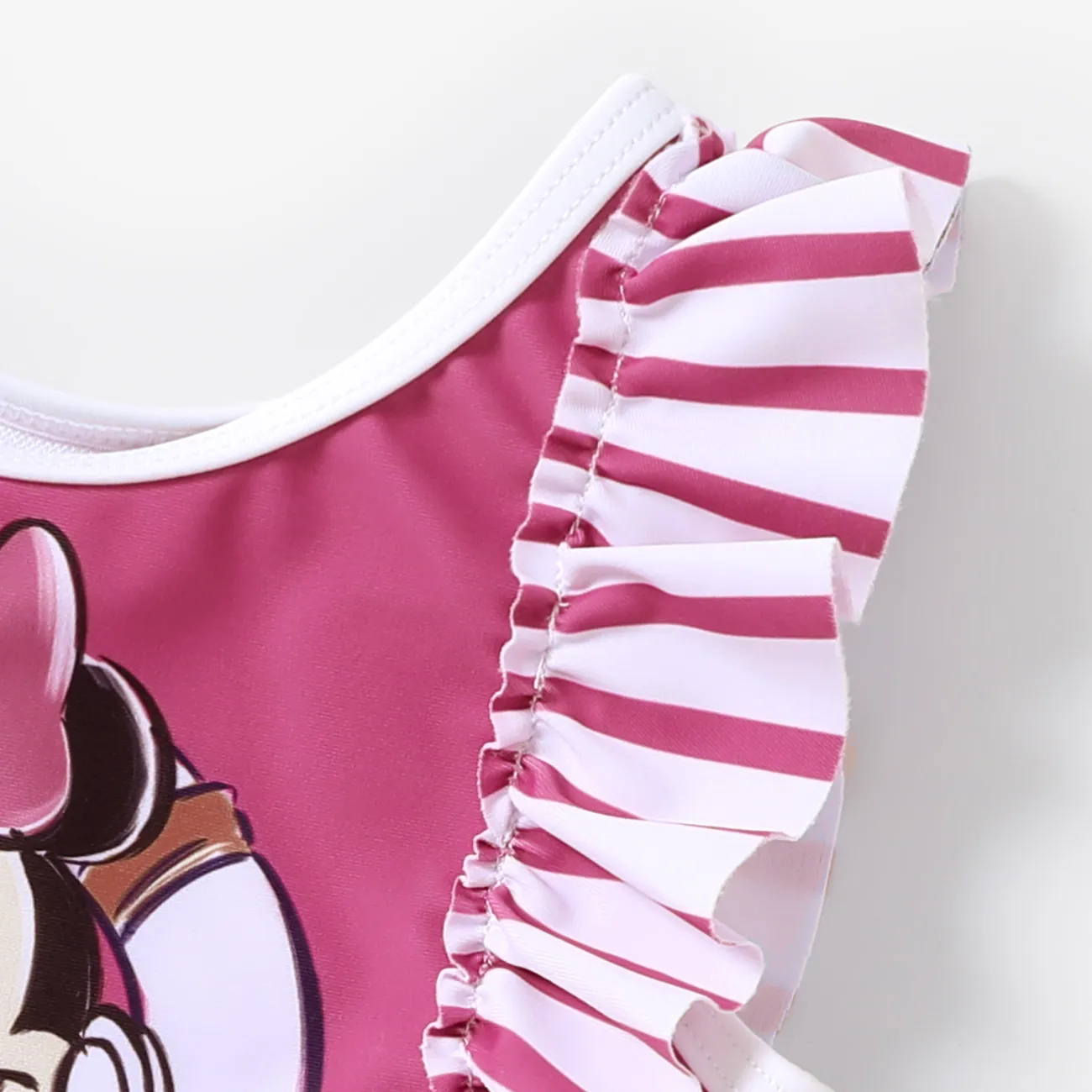Disney Mickey and Friends Toddler Girls 2pcs Minnie Print Ruffle Swimsuit Roseo big image 1
