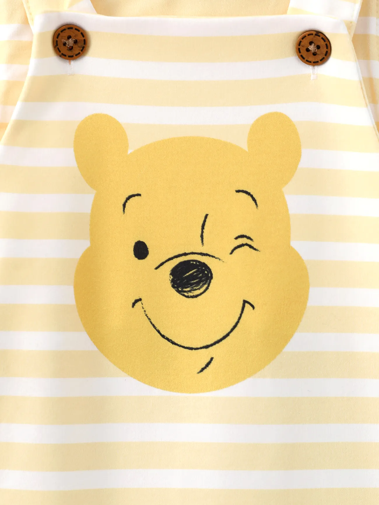 Disney Winnie the Pooh Baby Boys/Girls 2pcs Naia™ Character All-over Print Tee with Striped Overall Set LightYellow big image 1