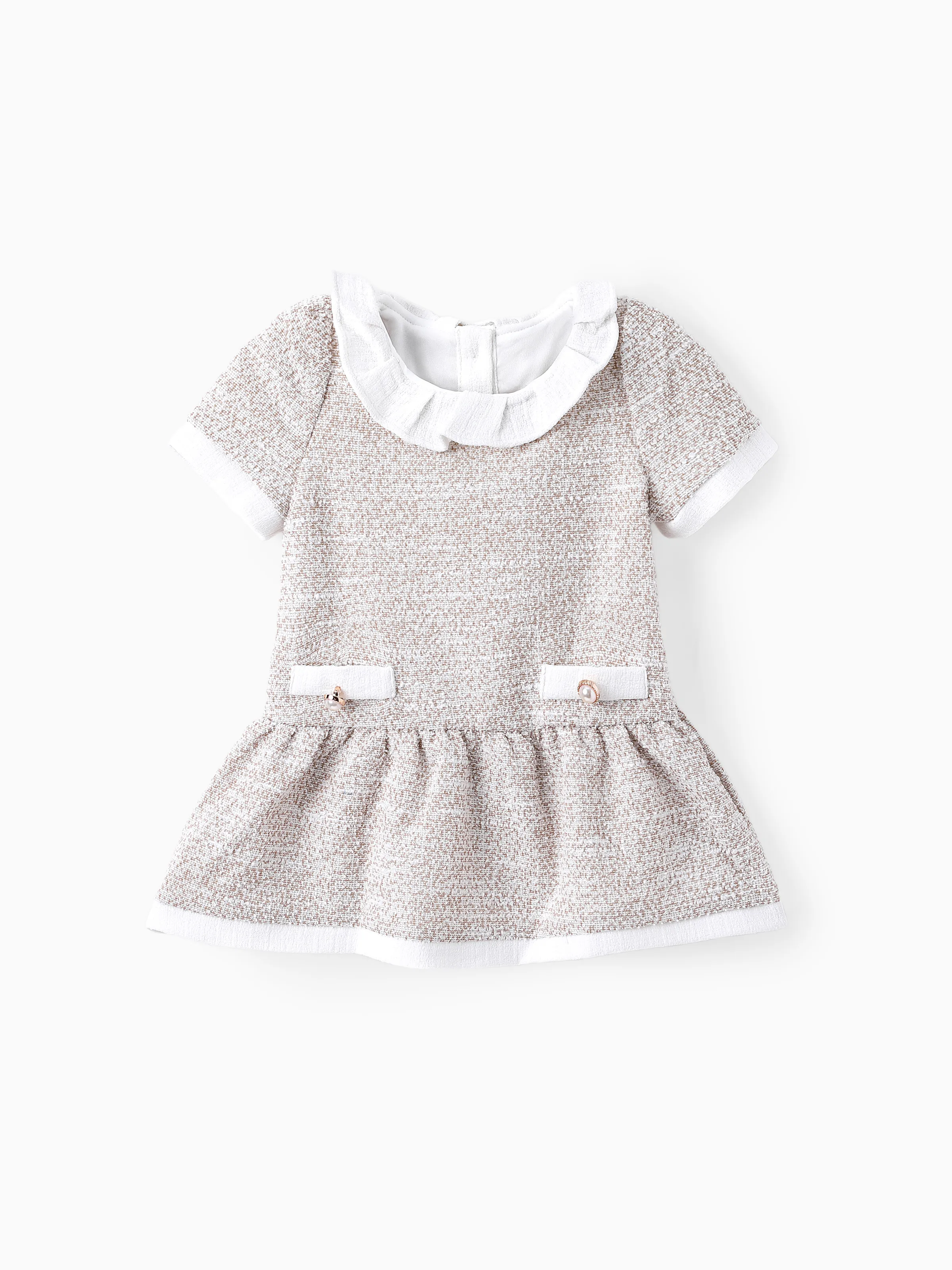 

Baby Girl Elegant Doll collar Textured Dress