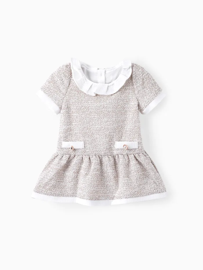 Bebé Niña Elegante Muñeca Collar Vestido Texturizado
