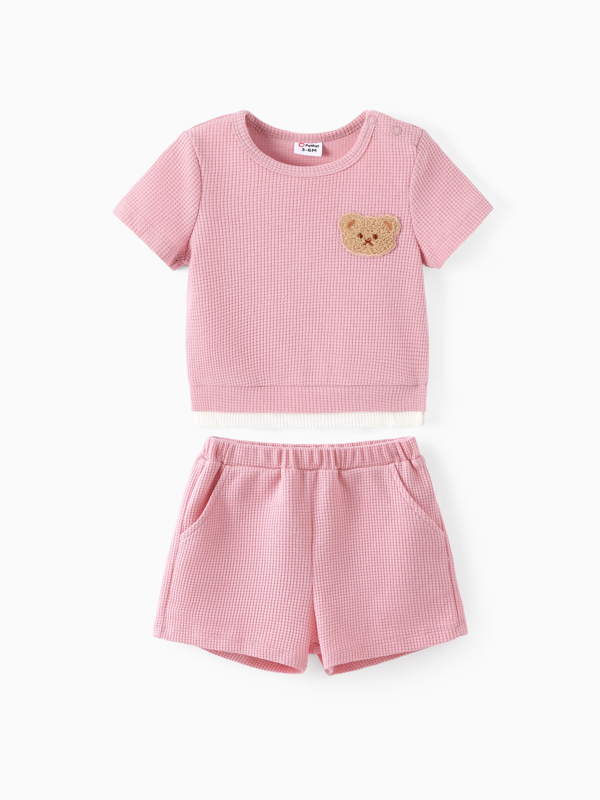 Bébé / Enfant en bas âge Garçon / Fille 2pcs Ours Broderie Tee et Short Ensemble