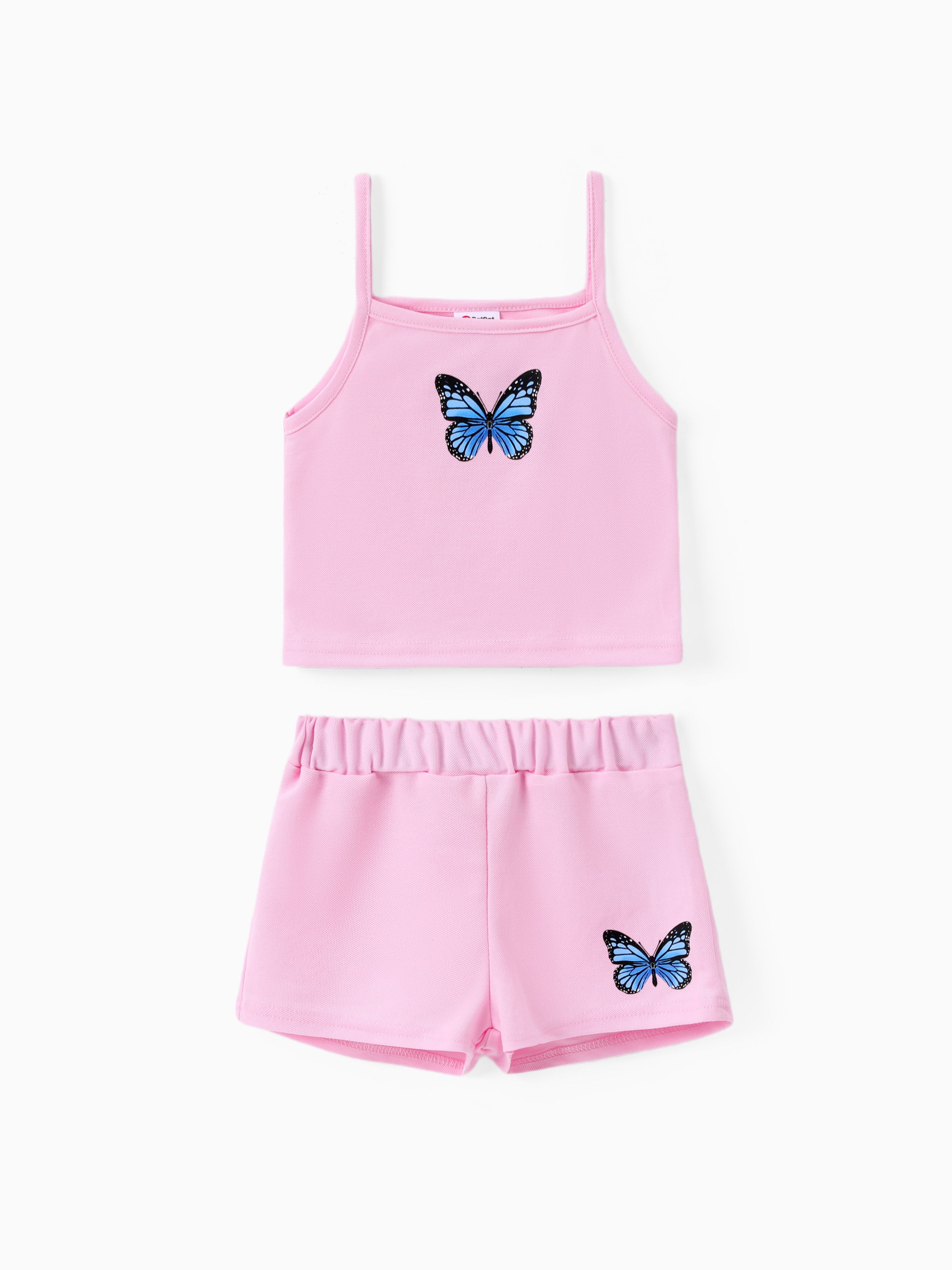 

Toddler Girl 2pcs Butterfly Print Camisole and Shorts Set