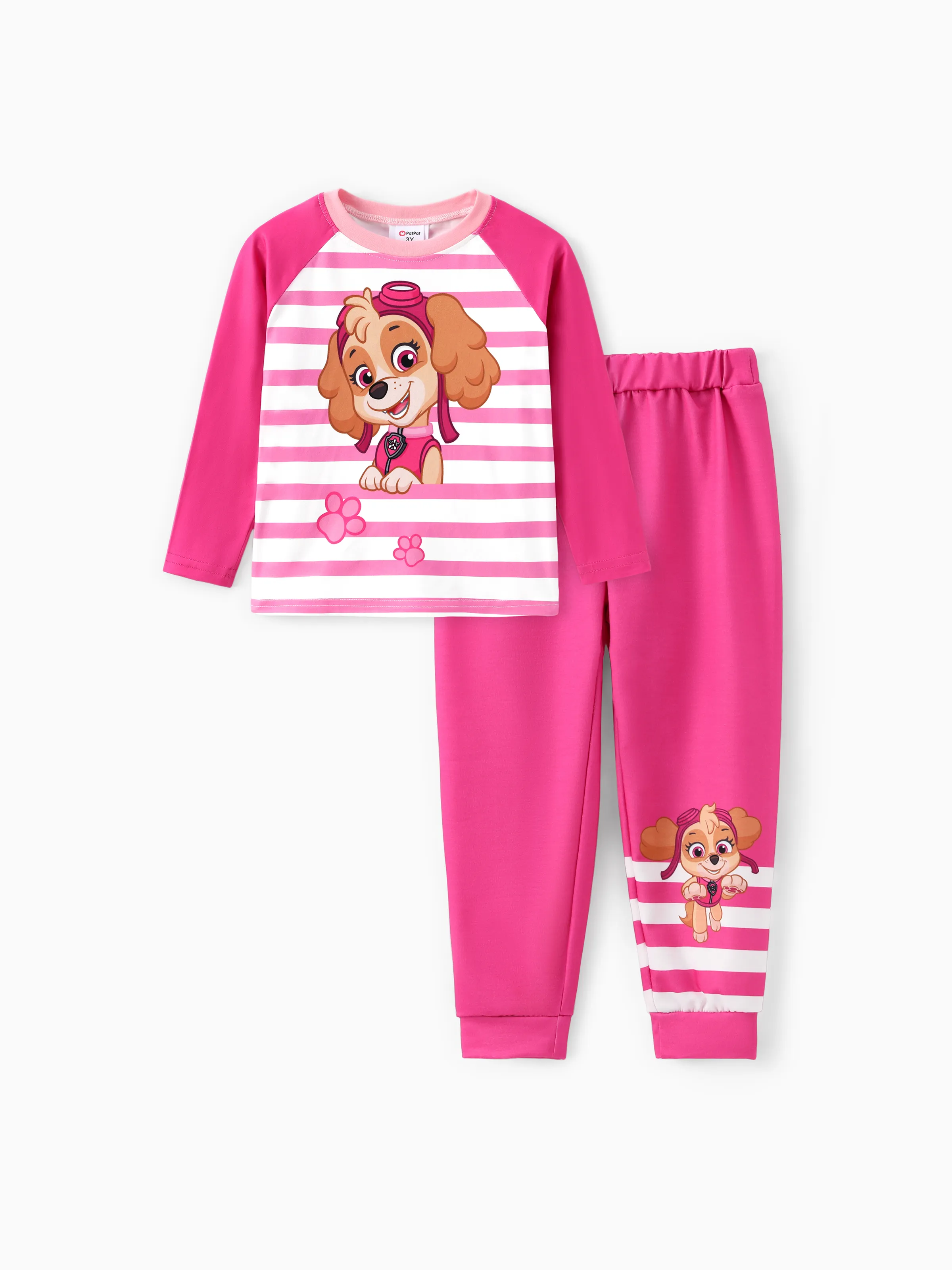 

PAW Patro; Toddler Girl/Boy 2pcs Striped Long-sleeve T-shirt with Jogger Set