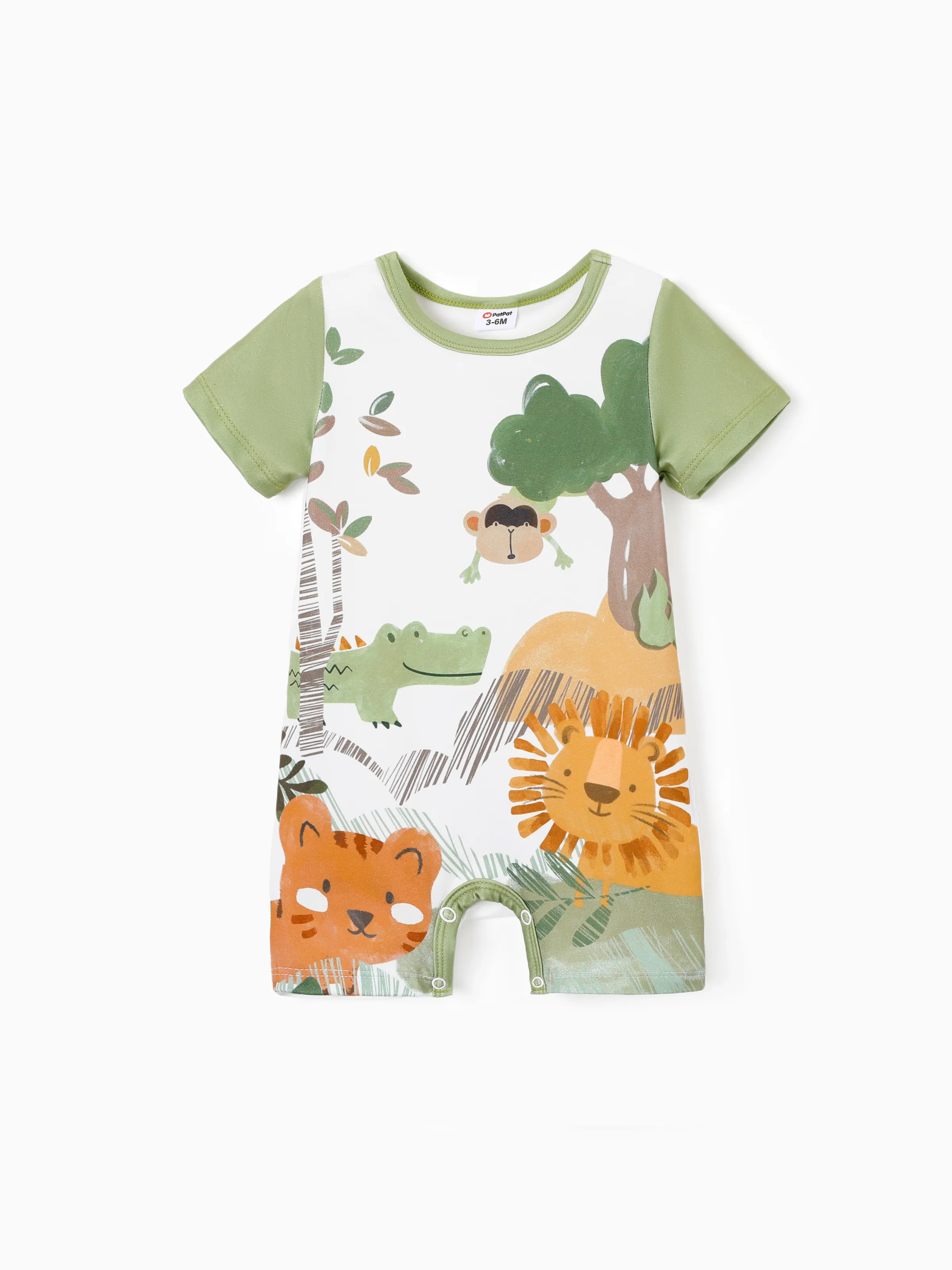 Baby Girl/Boy Childlike Animal Kingdom Pattern Short Sleeve Romper