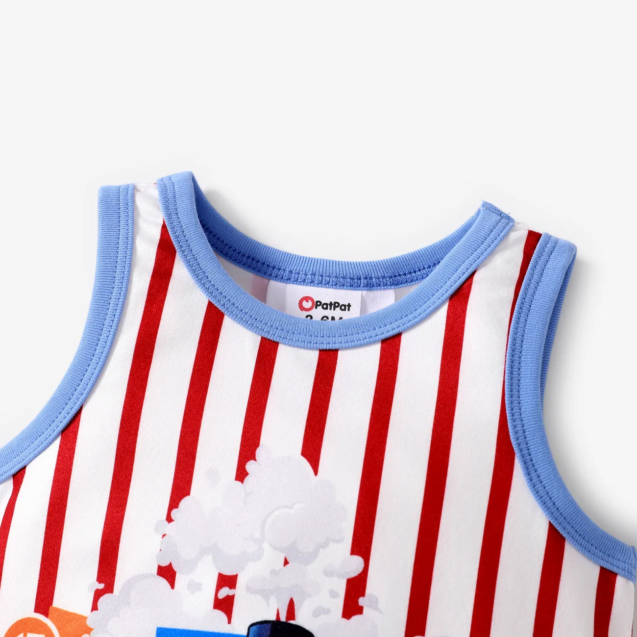 Thomas and Friends Baby Boys 1pc Character Striped Print Sleeveless Onesie Red big image 1